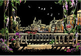 Creative Handmade City Night Scene Scraping Painting