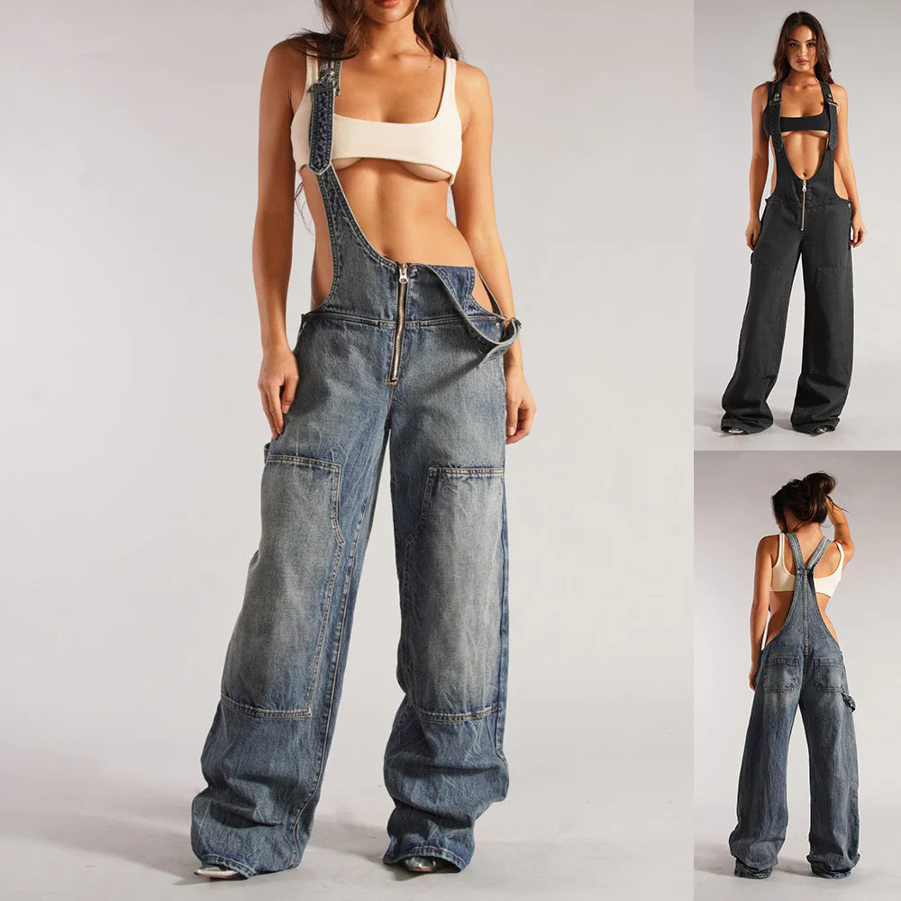 Loose Fit Denim Overalls
