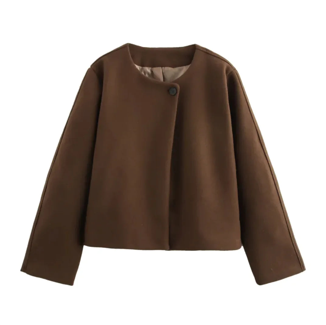 Women's Square Collar Woolen Coat