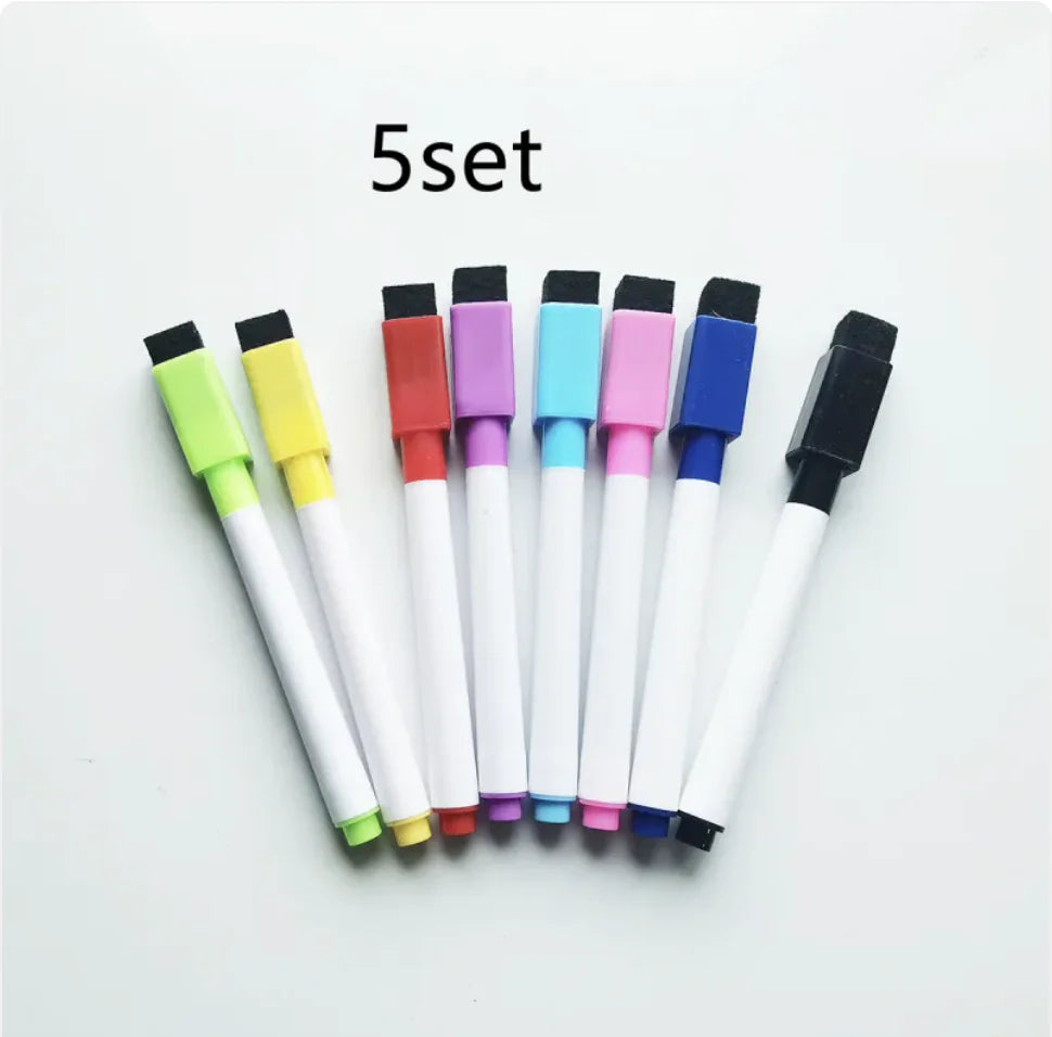 Eco-Friendly Whiteboard Markers with Eraser - 8-Piece Set for Kids