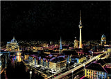 Creative Handmade City Night Scene Scraping Painting