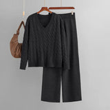 V-Neck Wool Cashmere Knitted Set