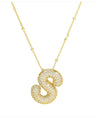 Brass Zircon Letter Necklace
