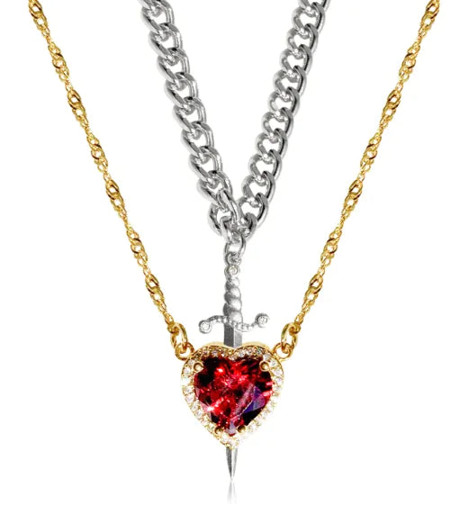 Gothic Punk Heart Dagger Necklace
