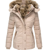 Fur Collar Long Sleeve Slim-Fit Cotton Coat