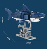Mechanical Shark Building Set with Stand & Lights - Kids & Adults