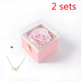 Double Heart Eternal Flower Necklace Set