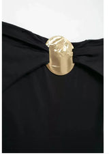 Women's Black Swimsuit with Metallic Accent